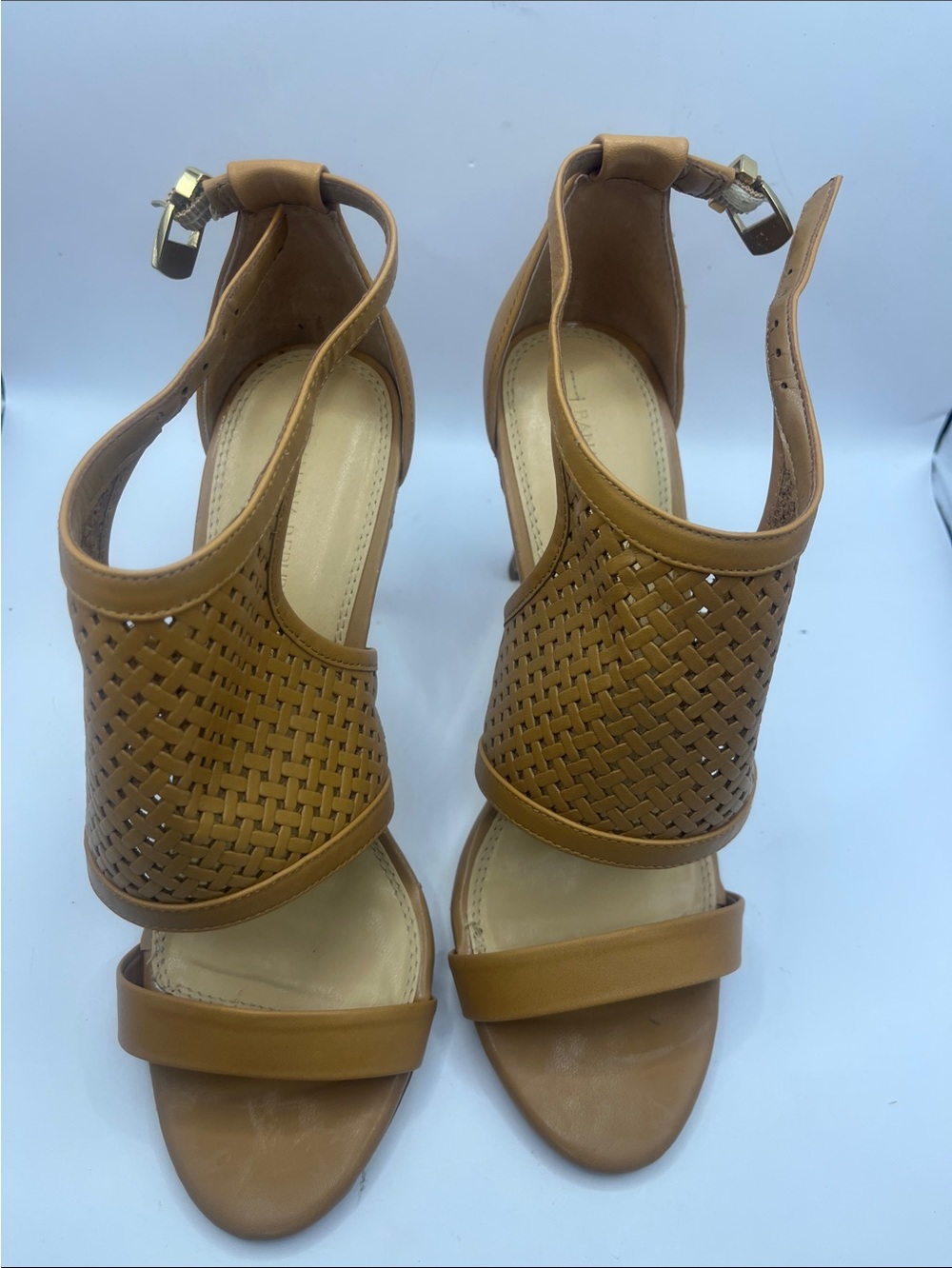 Banana Republic Woven Tan Ankle-Strap Heels